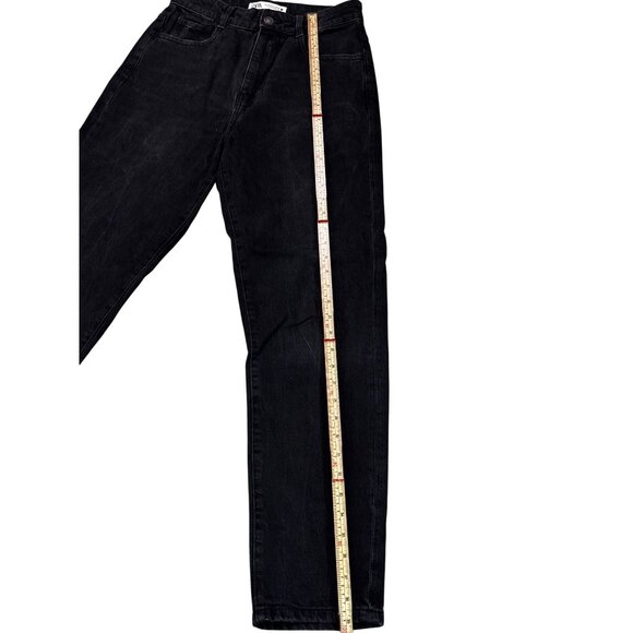 Zara Womens Black High-Waisted Straight-Leg Jeans Size 26/4 Cotton Blend Denim - Picture 6 of 9
